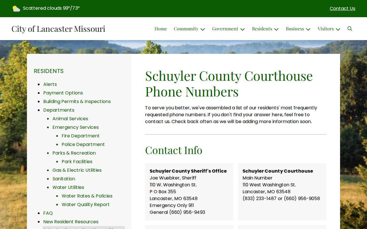 Schuyler County released inmate sheriff and circuit clerk contact record